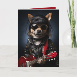 Tarjeta cumpleaños de perro Rockstar, perro gracioso, tema
