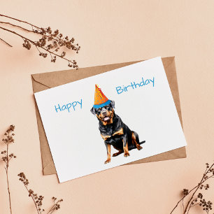Tarjeta Cumpleaños de perro Rottweiler lindo
