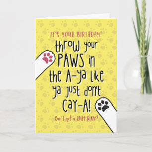 Tarjeta Cumpleaños de Perro, ¡Tira tus garras al aire!
