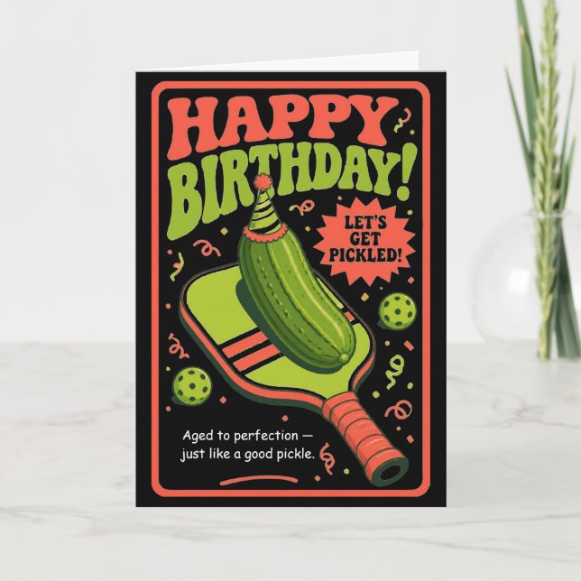 Tarjeta Cumpleaños de Pickleball Divertido Humor de Pickle (Anverso)