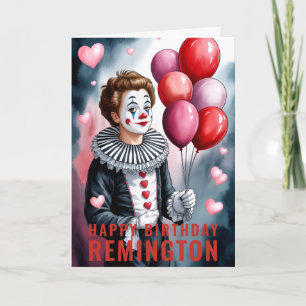 Tarjeta Cumpleaños de Pierrot Payaso con Corazón Encantado