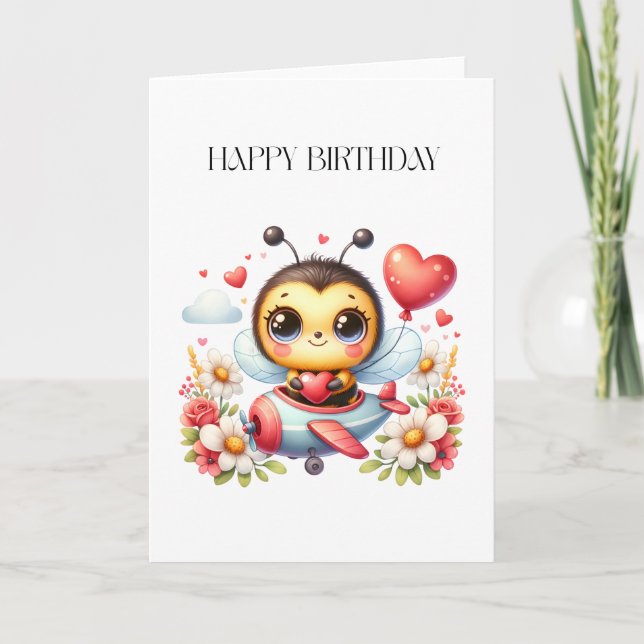 Tarjeta Cumpleaños de piloto abeja (Anverso)