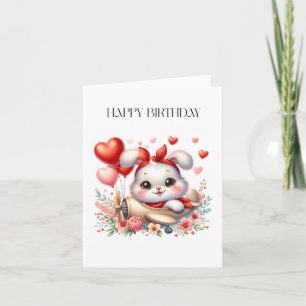 Tarjeta Cumpleaños de piloto conejito