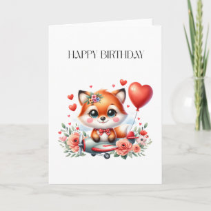 Tarjeta Cumpleaños de piloto de zorro lindo