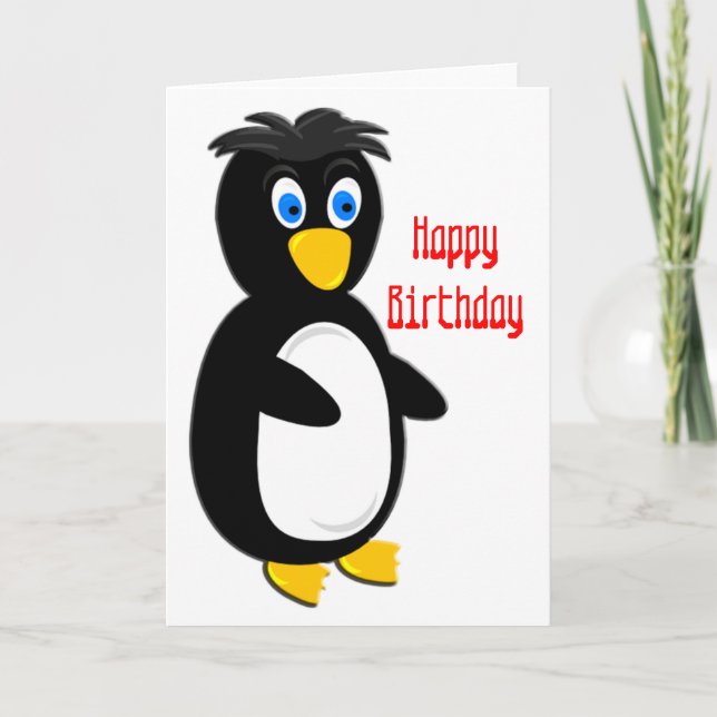 Tarjeta Cumpleaños de Pingüino con Popeyed (Anverso)