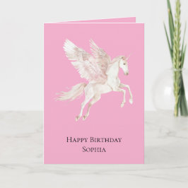 Tarjeta Cumpleaños de Pink Unicorn Pegasus