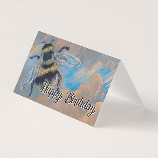 Tarjeta cumpleaños de pintura de abejas (Anverso)