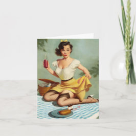 Tarjeta Cumpleaños de Pinup de Picnic Vintage