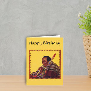 Tarjeta Cumpleaños de pipa de la paz del guerrero nativo a