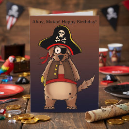 Tarjeta Cumpleaños de pirata adorable para niños Ahoy Mate