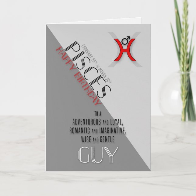 Tarjeta Cumpleaños de Pisces para Él del 20 de febrero al  (Anverso)