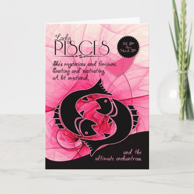 Tarjeta Cumpleaños de Pisces para su rosa 20 de febrero y  (Anverso)