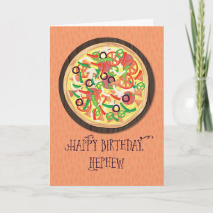 Tarjeta Cumpleaños de pizza para sobrino preadolescente o 