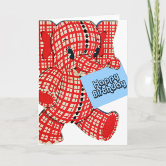 Tarjeta Cumpleaños de Plaid Elephant