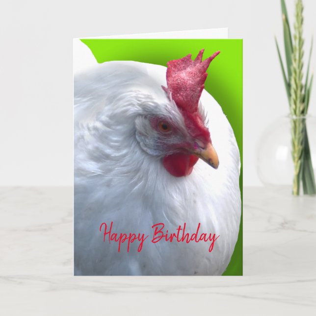 Tarjeta Cumpleaños de Pollo Blanco (Anverso)
