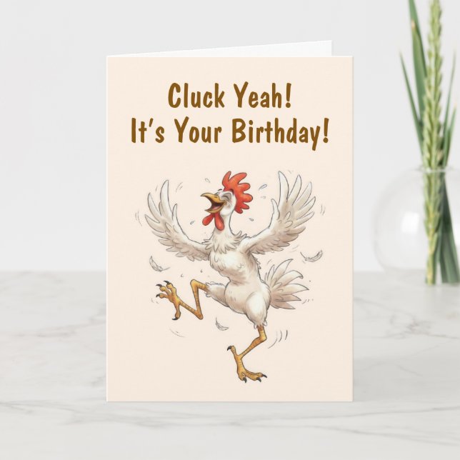 Tarjeta Cumpleaños de pollo divertido (Anverso)