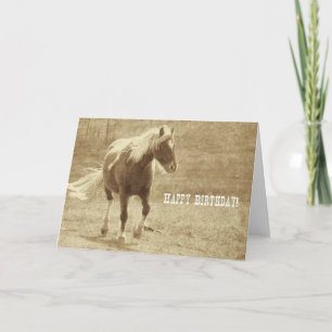 Tarjeta Cumpleaños de Poni Pinto Sepia