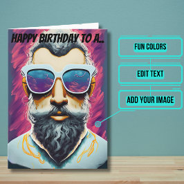 Tarjeta Cumpleaños de Pop Art Bearded Dude