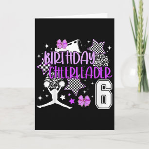Tarjeta Cumpleaños de porristas de 6 años, fiesta de cumpl