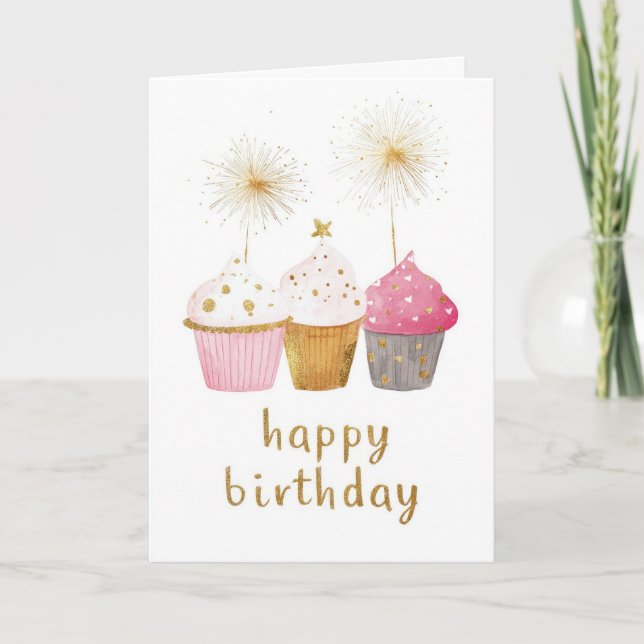 Tarjeta Cumpleaños de Pretty Cupcake (Anverso)