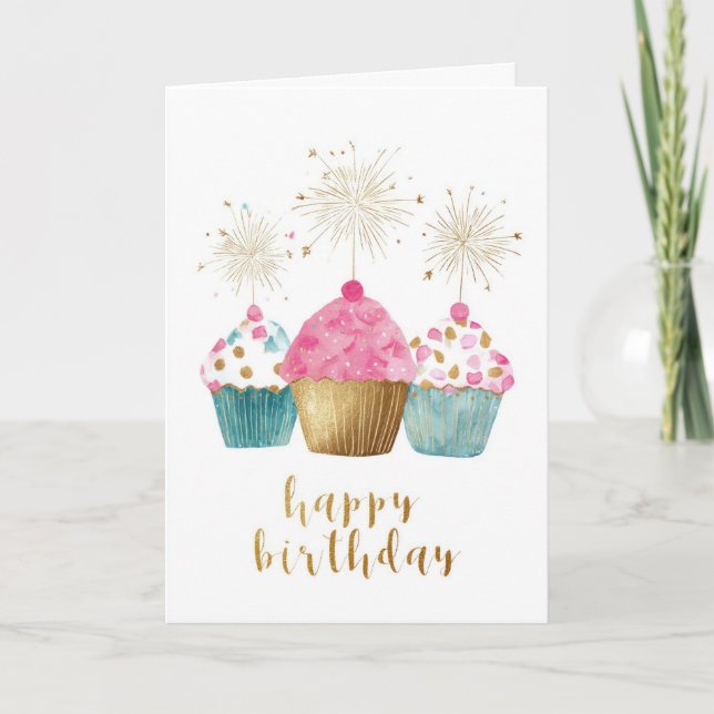 Tarjeta Cumpleaños de Pretty Cupcake (Anverso)