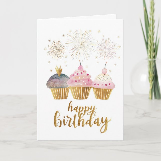 Tarjeta Cumpleaños de Pretty Cupcake (Anverso)