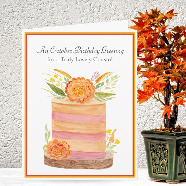 Tarjeta Cumpleaños de prima en octubre: Marigolds en paste (Subido por el creador)