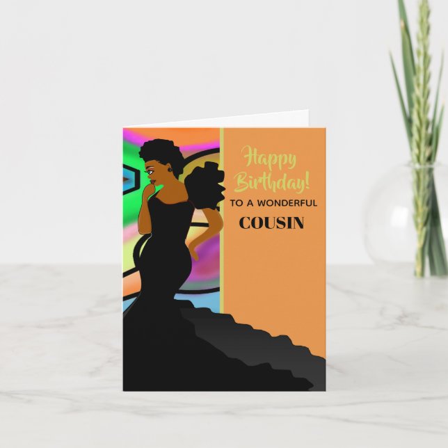 Tarjeta Cumpleaños de Primo Elegante Africano-Estadouniden (Anverso)