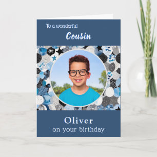 Tarjeta Cumpleaños de primo moderno y trendy azul personal