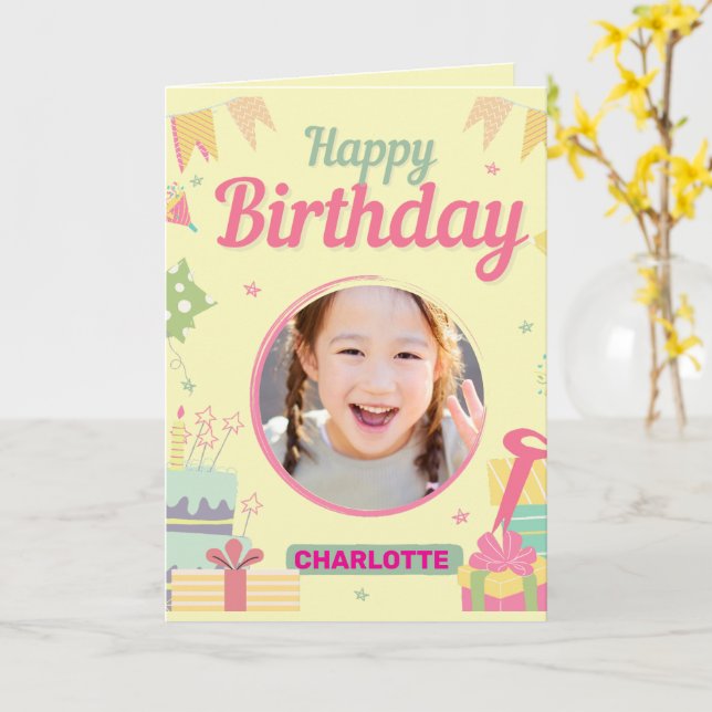 Tarjeta cumpleaños de princesa (flor amarilla)