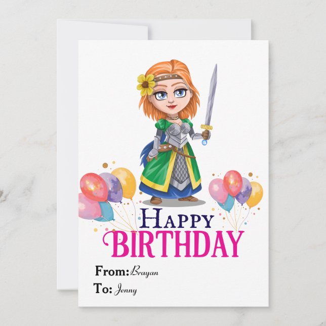 Tarjeta Cumpleaños de Princesa  (Anverso)