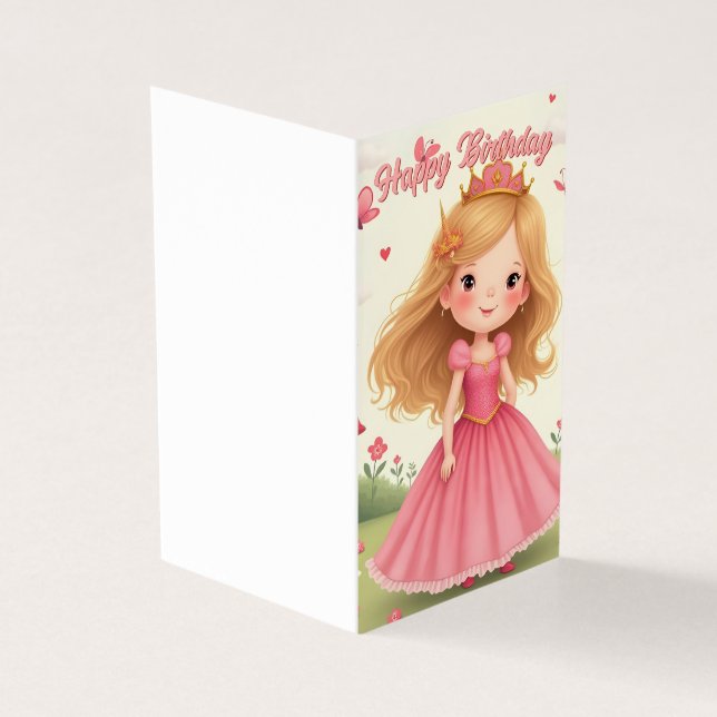 Tarjeta Cumpleaños de Princesa Hada en un Sueño Rosa (Exterior)