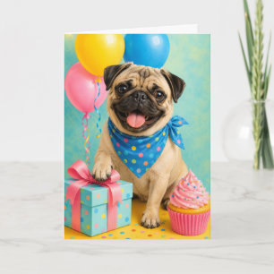 Tarjeta Cumpleaños de Pug Adorable