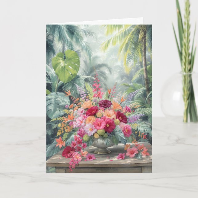 Tarjeta Cumpleaños de Ramillete Tropical (Anverso)