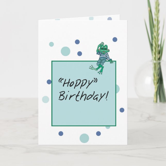 Tarjeta Cumpleaños de rana con jeans (Anverso)