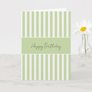 Tarjeta Cumpleaños de rayas verdes y blancas