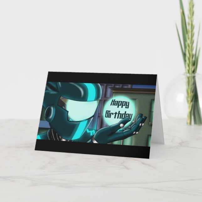 Tarjeta Cumpleaños de Robot (Anverso)