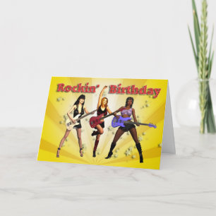 Tarjeta Cumpleaños de Rockin con una banda chica