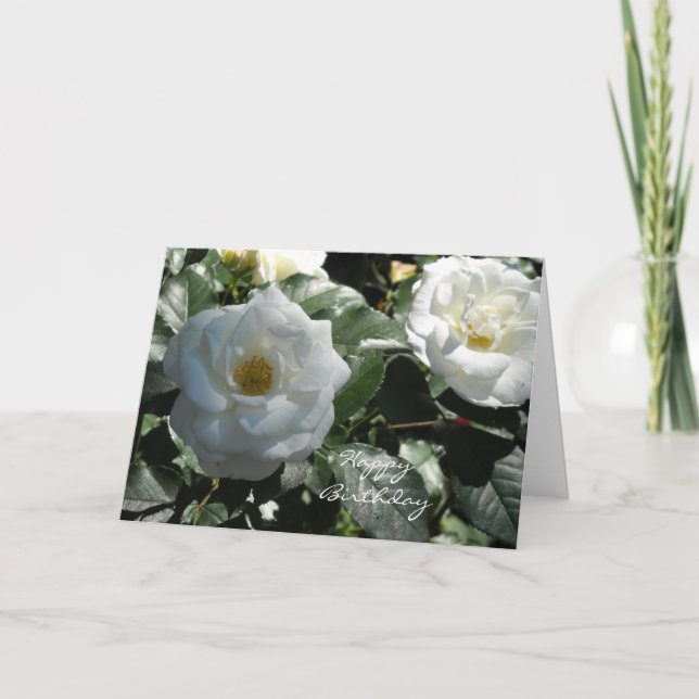 Tarjeta Cumpleaños de Rosa Blanca Elegante (Anverso)