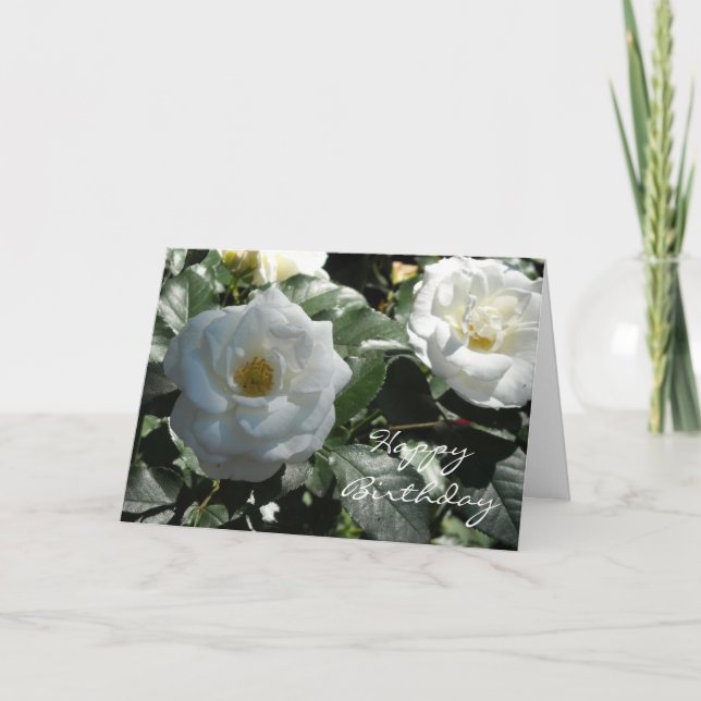 Tarjeta Cumpleaños de Rosa Blanca Elegante (Anverso)