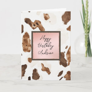 Tarjeta Cumpleaños de Rosa con Estampado Animal de Crema d