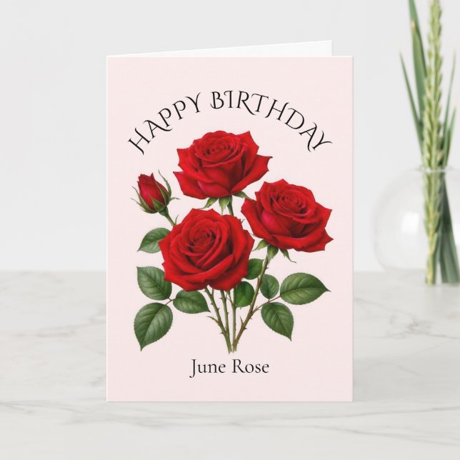 Tarjeta Cumpleaños de Rosa de Junio (Anverso)