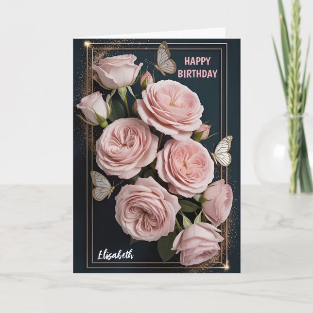 Tarjeta Cumpleaños de Rosa de Lujo  (Anverso)