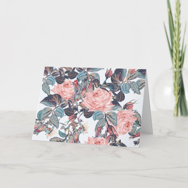 Tarjeta cumpleaños de rosas color melocotón (Anverso)