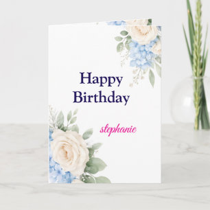 Tarjeta Cumpleaños de rosas rosadas brillantes personaliza