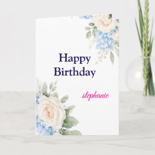 Tarjeta Cumpleaños de rosas rosadas brillantes personaliza