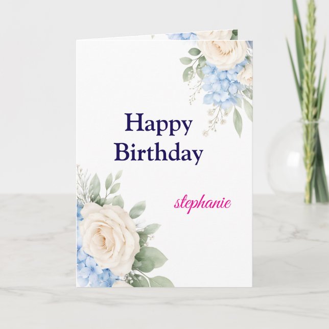 Tarjeta Cumpleaños de rosas rosadas brillantes personaliza (Anverso)