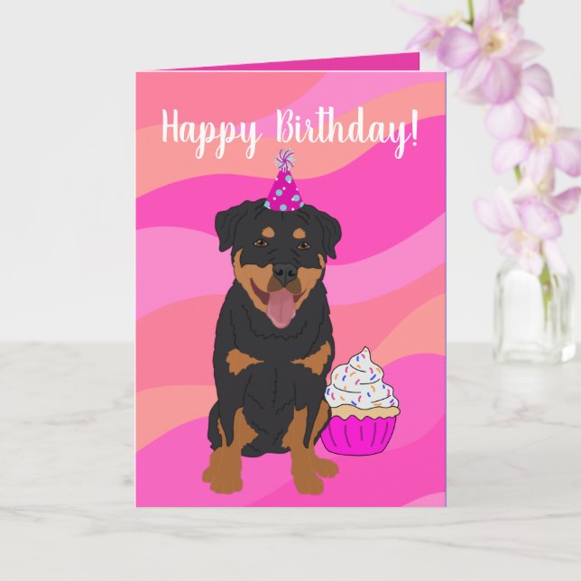 Tarjeta Cumpleaños de Rottweiler (Orquídea)