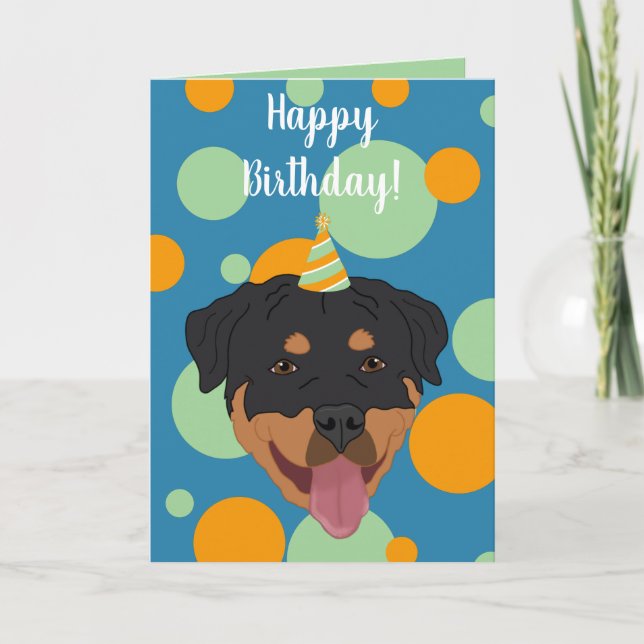 Tarjeta Cumpleaños de Rottweiler (Anverso)