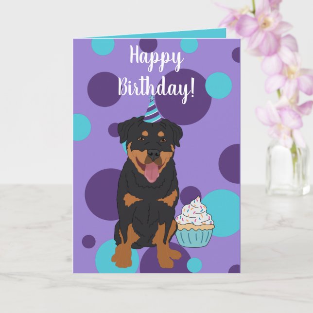 Tarjeta Cumpleaños de Rottweiler (Orquídea)